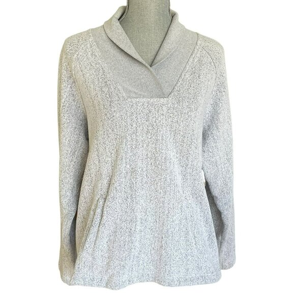 ORVIS Gray Knit Pullover Sweater Sweatshirt Vintage Kangaroo Pocket Women's Size - Picture 8 of 8